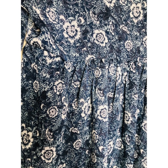 Lucky Brand Blue Floral Button Up Peasant Blouse Small Bohemian Long Sleeve - Picture 13 of 14
